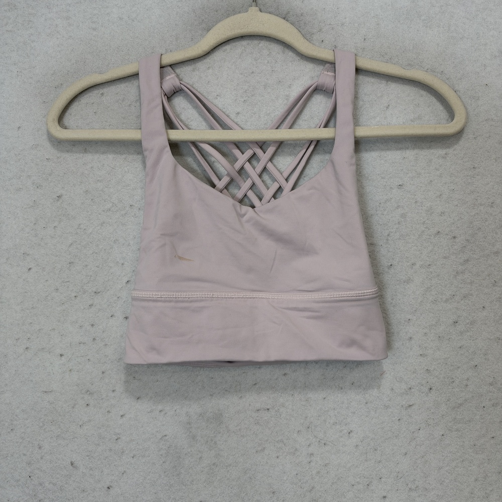 Lululemon Sports Bra Womens 2 Pink Strappy Crossback Longline Yoga Athletic Top